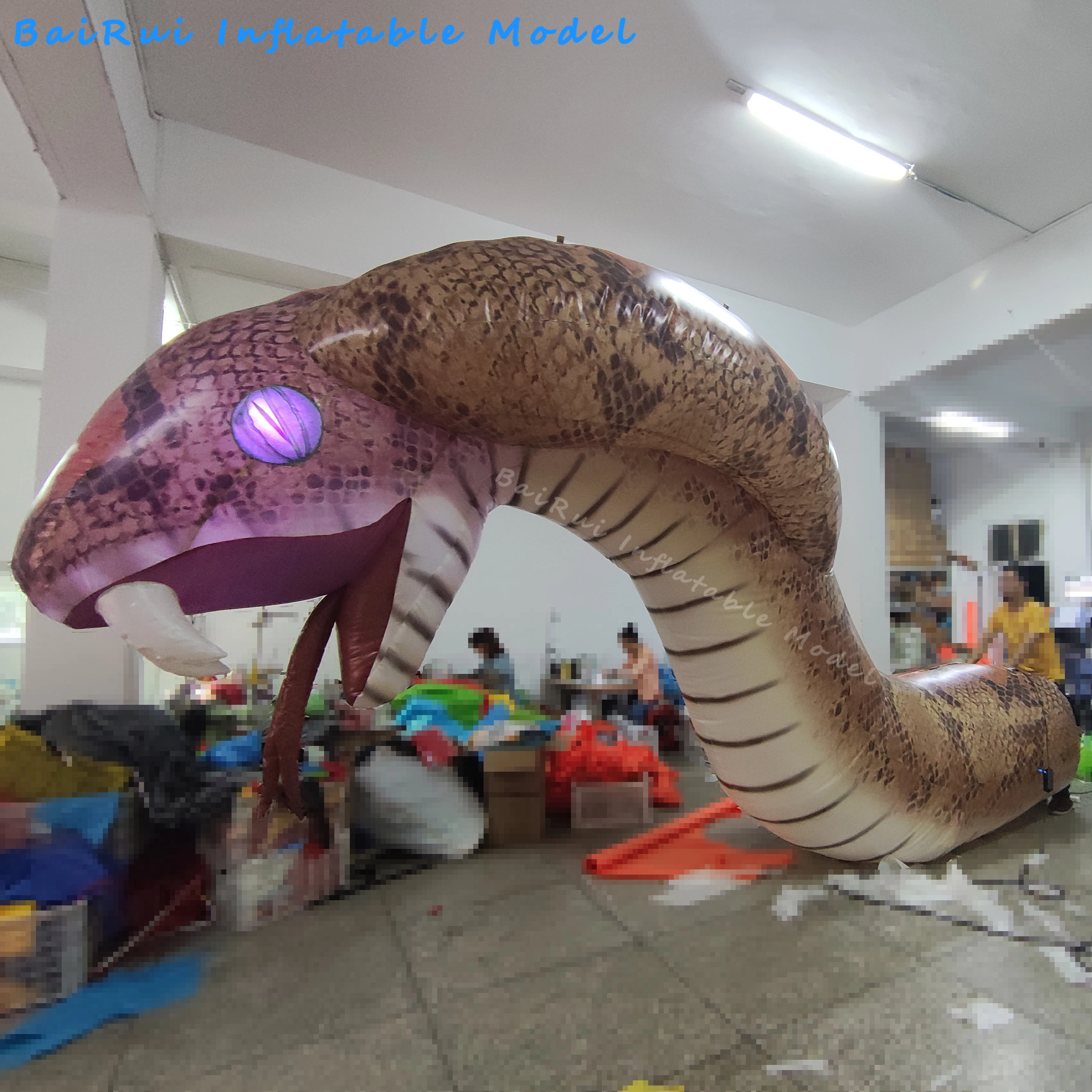 Riesige aufblasbare 3D-Schlange, Python-Simulation, Kobra mit farbwechselndem LED-Licht, leuchtenden Augen, Event- und Bühnendekoration, Spielzeug – Detail 4