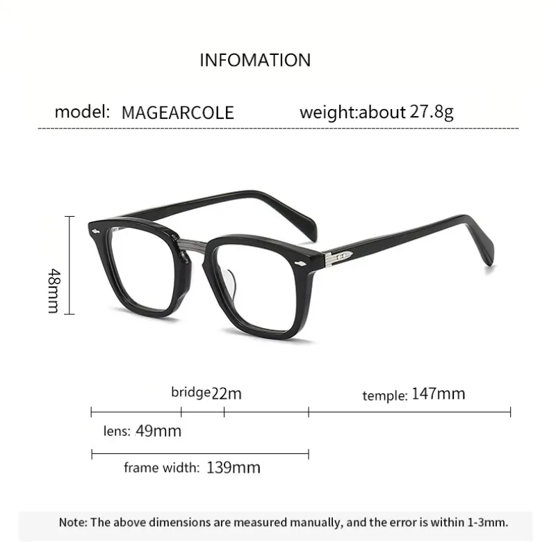 Square Vintage Retro Tortoise Acetate Glasses Frames Brand Fashion Optical for Men Women Prescription Myopia Reading Eyeglasses