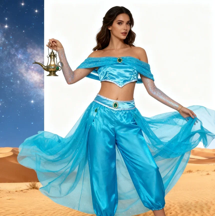 

Aladin and The Magic Lamp Jasmine Princess Dress Jasmine Cosplay Dress The Same Style Blue Princess Dress As The Character