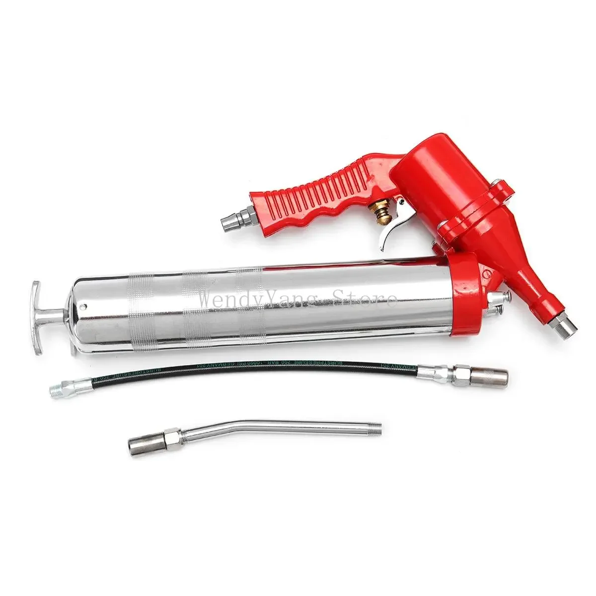 1 Set Car Manual One Hand Grip Air Mini Pneumatic Compressor Pump Grease Tith Pipe Tupe Hose For Gun Red For SUV Truck