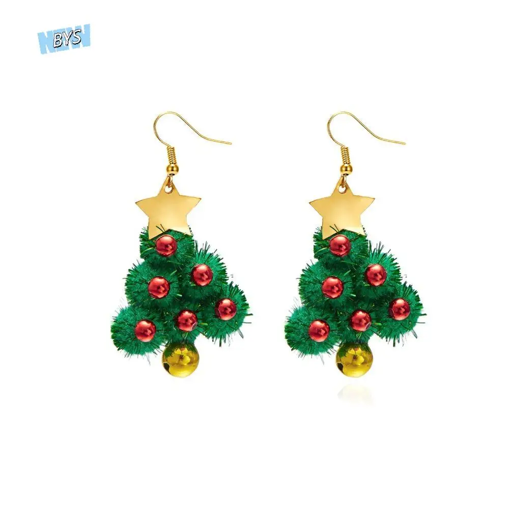 

1Pair Christmas Tree Christmas Earrings Bowknot Bell Wreath Earrings Jewelry Resin Xmas Dangle Earrings New Year Ear Gift