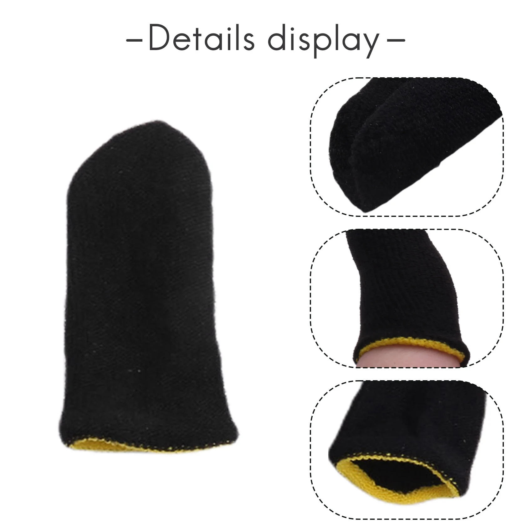 18-Pin Carbon Fiber Finger Sleeves For PUBG Mobile Games Press Screen Finger Sleeves Black & Yellow(16 Pcs)