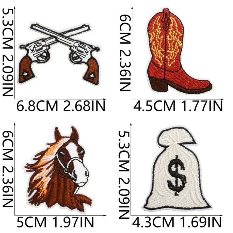 40pcs/lot New West Cowboy Embroidered Patches Applique for Clothing DIY  Iron on/ Sew on Patches Stripes Stickers