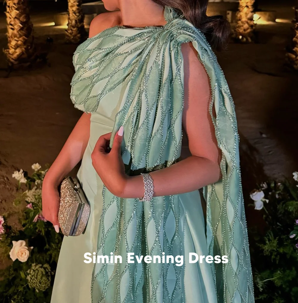 فساتين سهرة سعودية من Simin بكتف واحد على شكل حرف a بطول الأرض مع فساتين حفلات رسمية أنيقة بدون أكمام 2025
