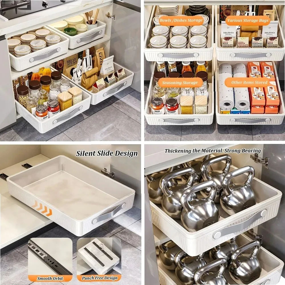 

Выдвижной органайзер для кухонного ящика с ручкой, выдвижная полка-органайзер для специй, посуды и кухонных принадлежностей