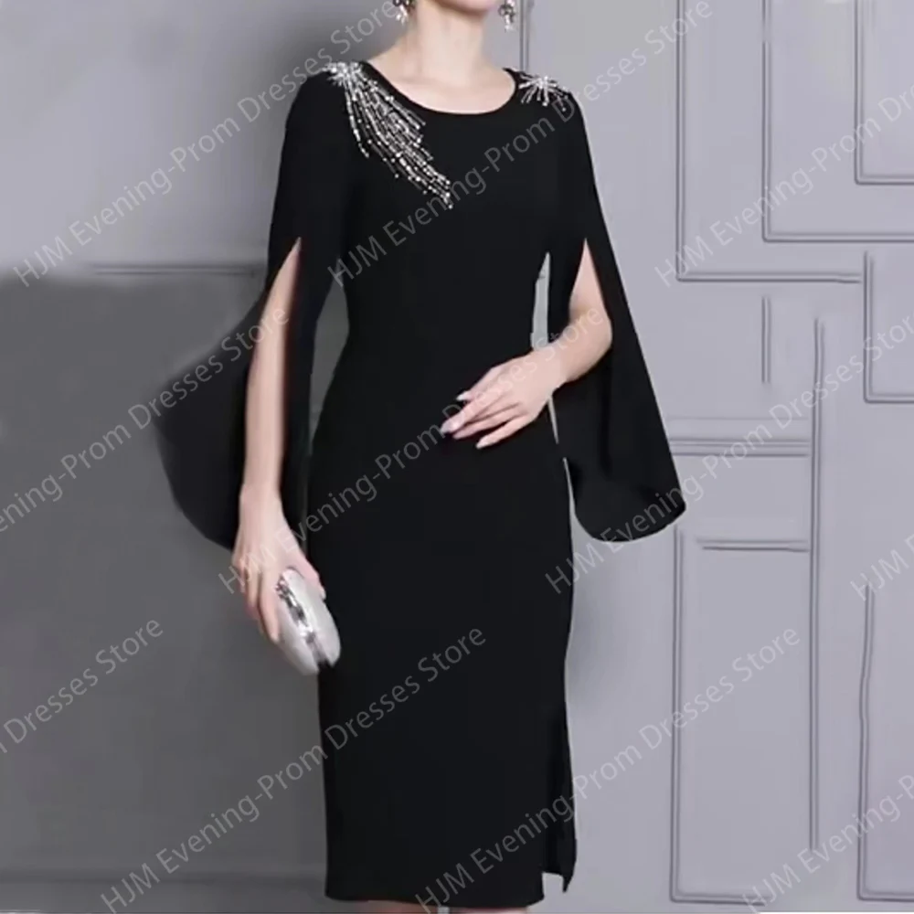 

Elegant Black Beads Evening Dresses for Women O-Neck Mermaid Prom Party Wedding Special Events Ceremony Gala Dance Dress 2024