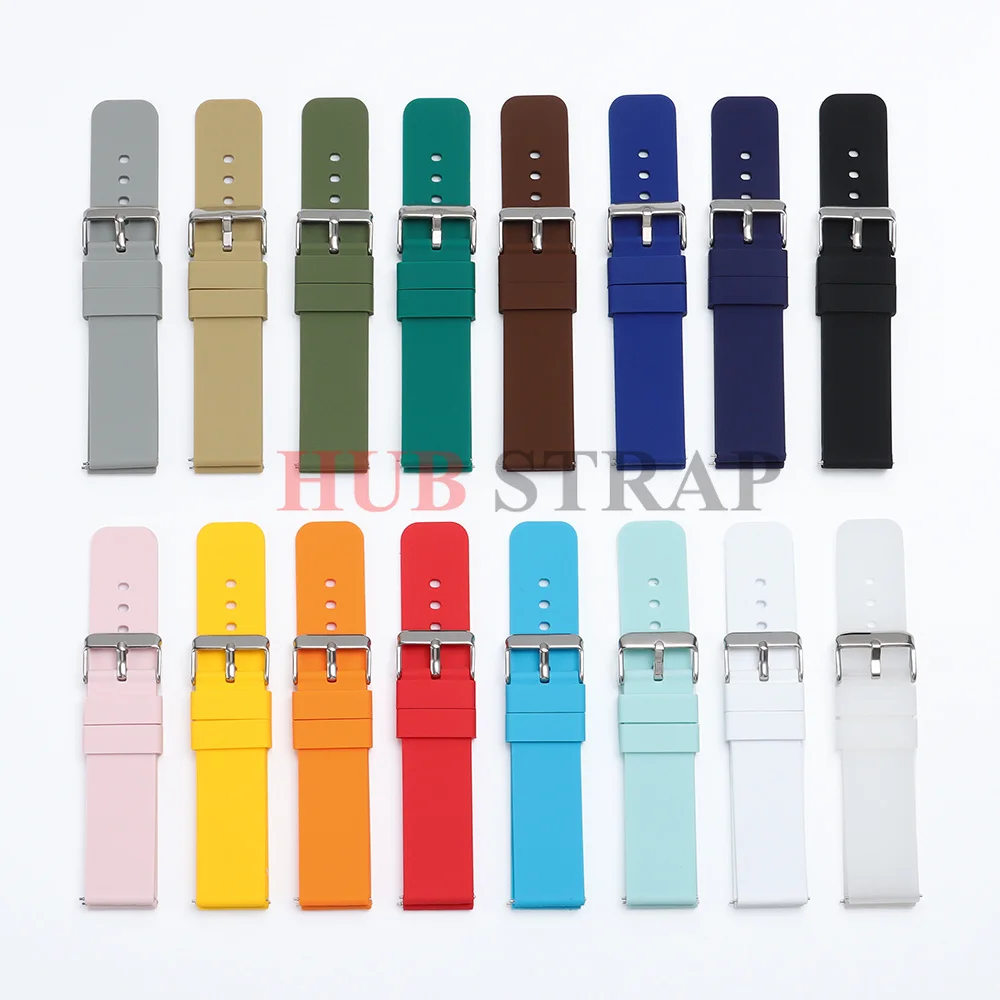 10mm 12mm 14mm 15mm 16mm 18mm 20mm 21mm 22mm 24mm Silicone Watch Band for Men Women Quick Release Strap Universal Bracelet Belts