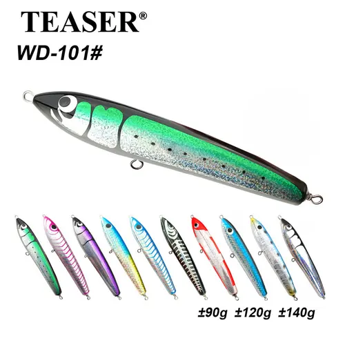 TEASER WD-101 90g120g140g señuelo flotante grande cebo de madera para peces cebo tipo lápiz barco señuelo de pesca cebo Artificial señuelo de atún señuelo de madera