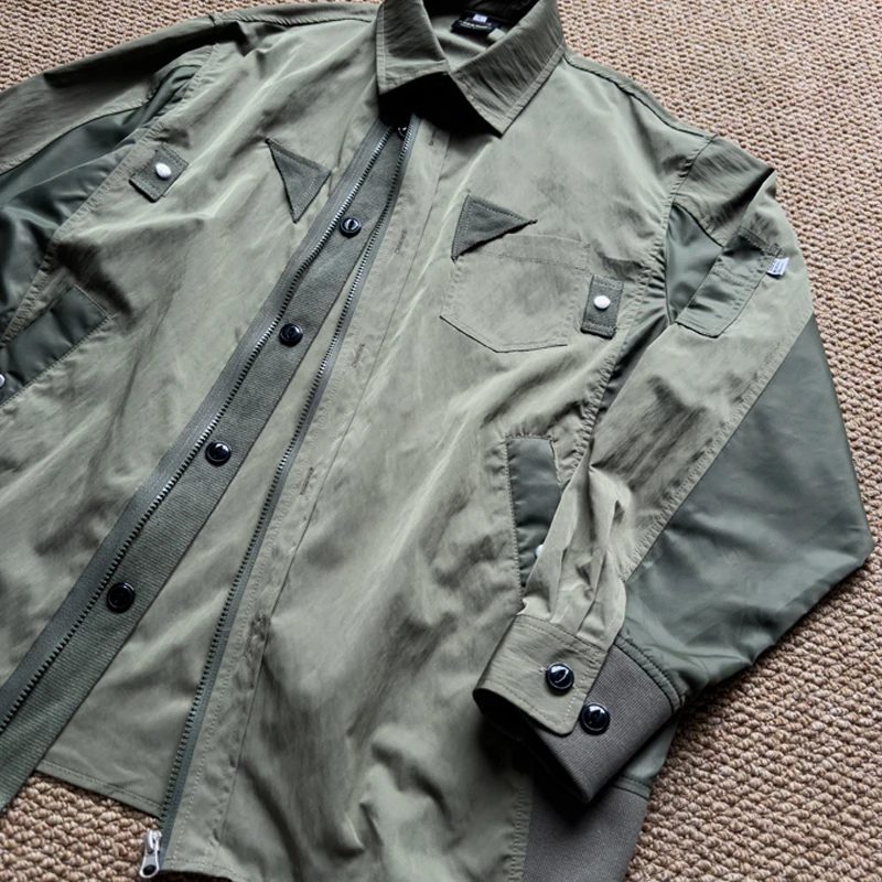 Personalized Multi Material Splicing Loose Casual Jacket Top Spring  Autumn Style Jacket, Men's and Women's Trendy