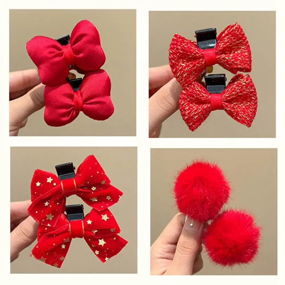 New Cloth Bow Hair Clip Headwear Hair Accessories Tassel Hairpin Red cure Hairclip Women Girl