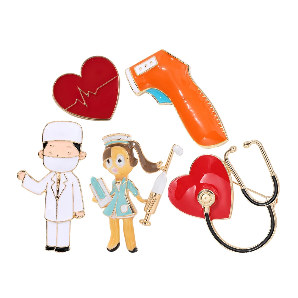 

5Pcs Cartoon Nurse Brooches Pins Lightweight Durable Medical Accessories badge clips for nurses nursing pin nurse metal brooch