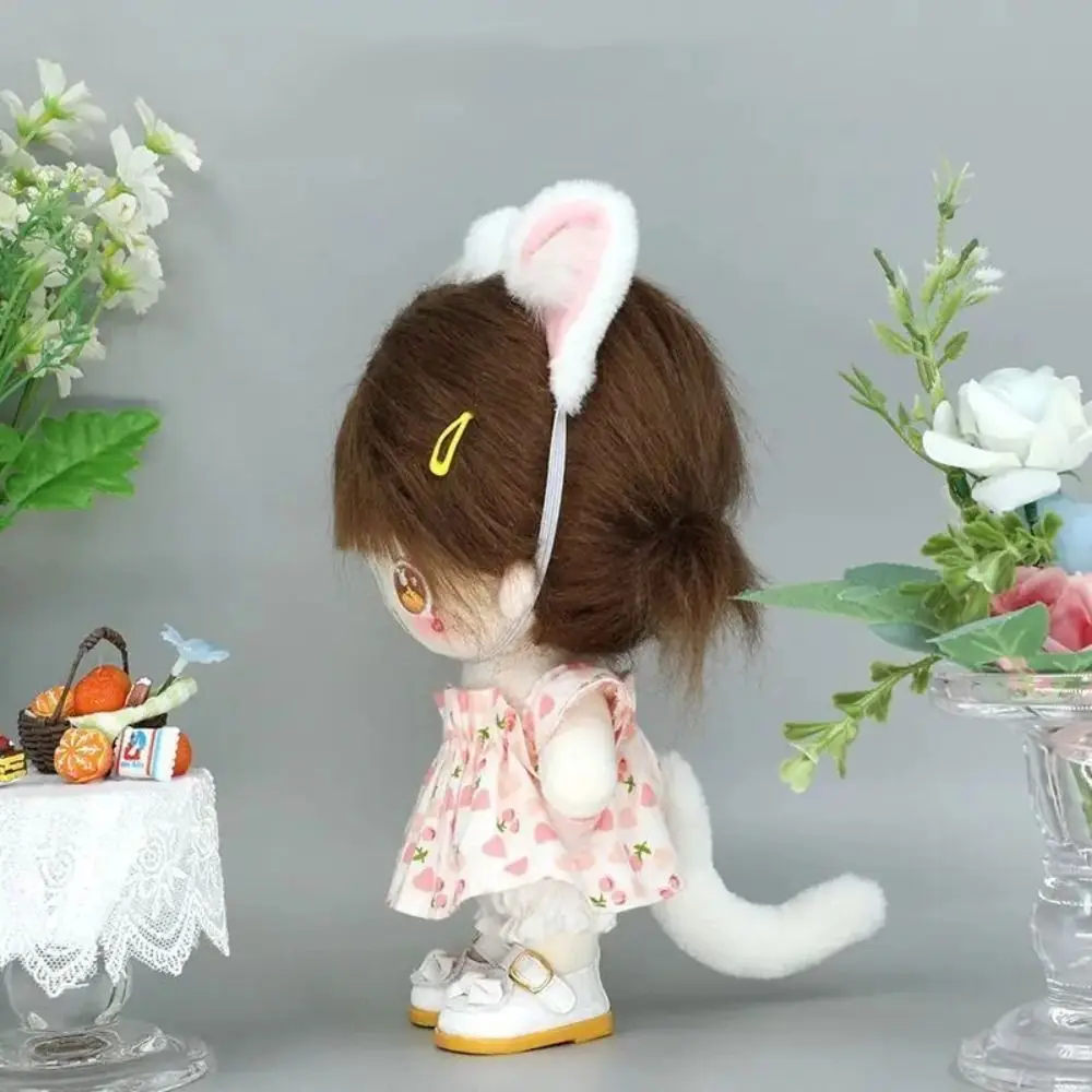 Headband 20cm Plush Doll Headwear Hair Decor Cat Ear Doll Cat Ears Tail Hairy Tail Dress Up Cotton Doll Animal Ear