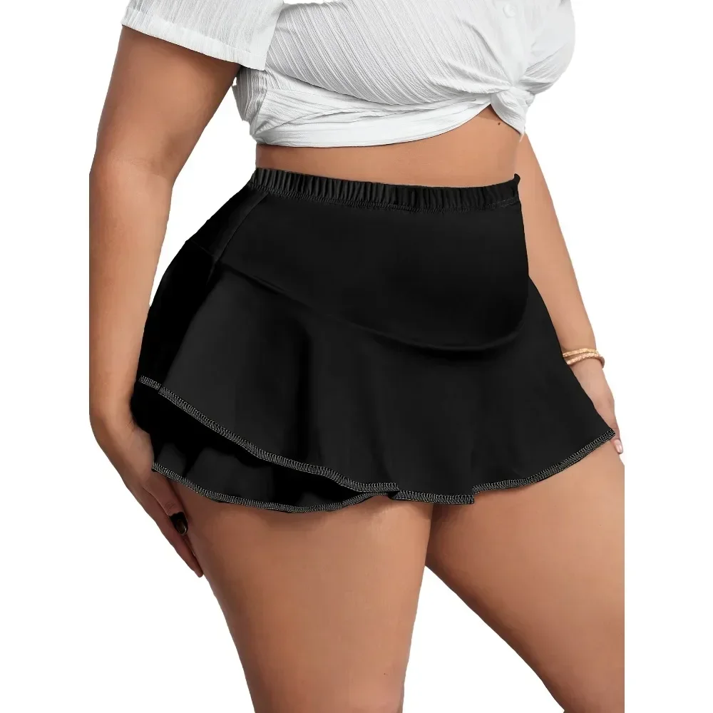 حجم كبير 1XL-5XL المرأة التنانير غير رسمية مطوي التنانير المنزلية السيدات موضة مثير طماق قصيرة بلون التنانير