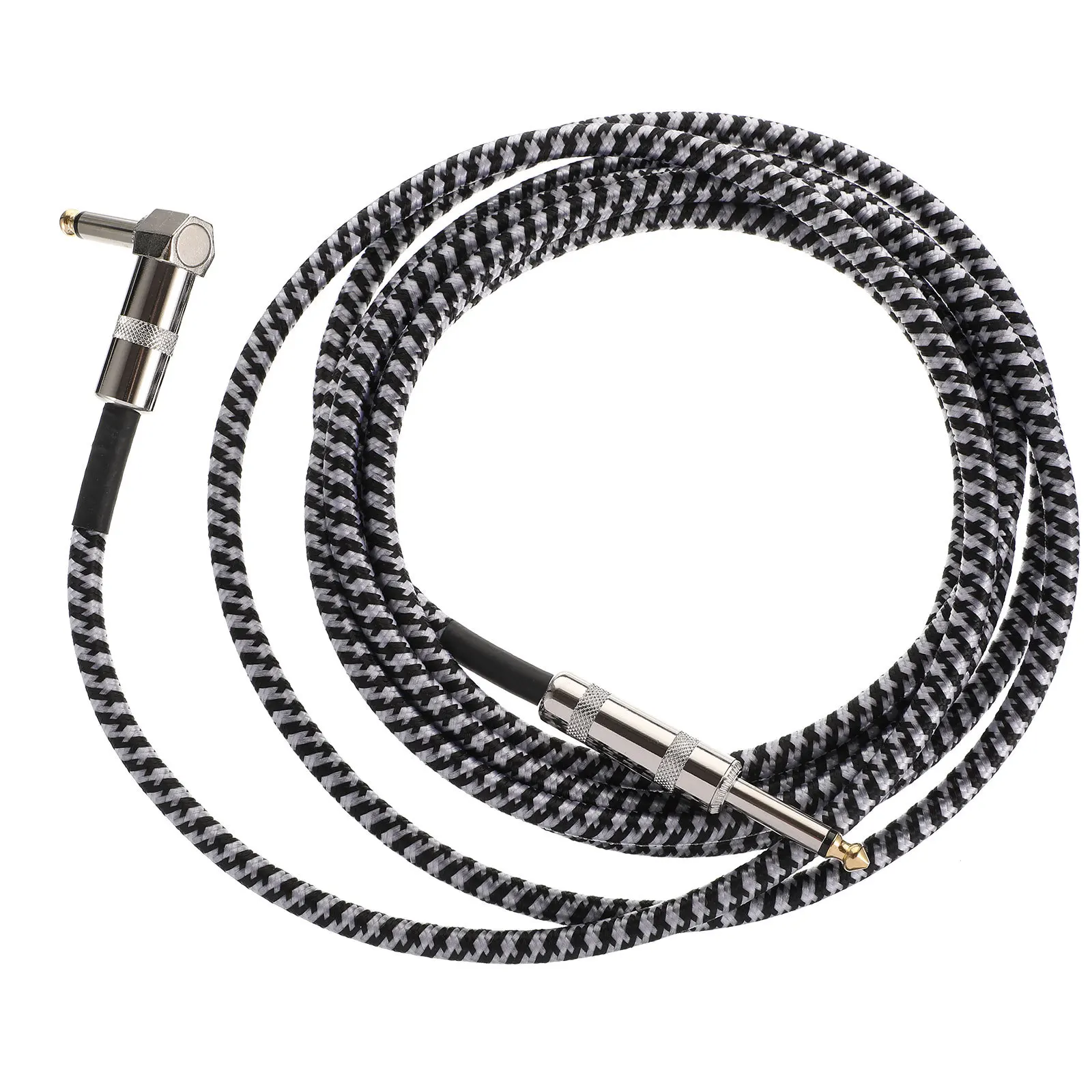 

3M Black and White Braided Jacket Guitar Cable Right Angle to .35mm Instrument Audio Cable for Electric Acoustic