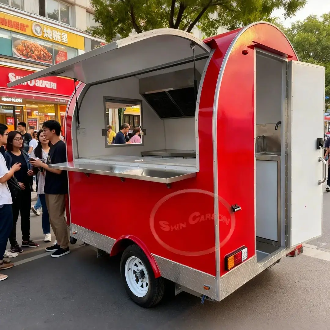 

Customized round Top Roof Fast Food Truck New Fashion Coffee And Ice Cream Trailer for Snack Food Factories