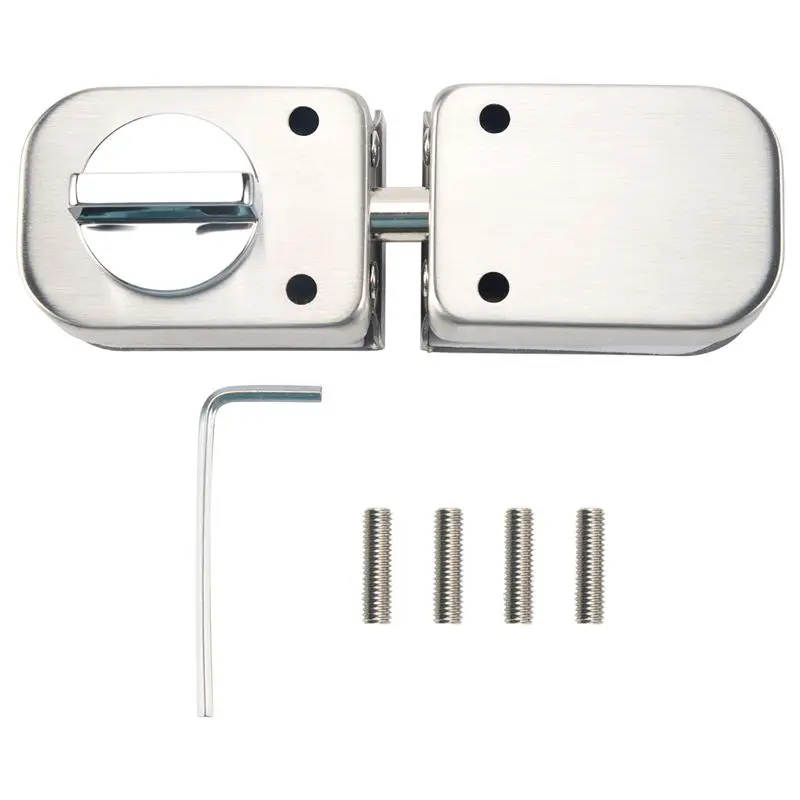 DIGIT-Stainless Steel,Glass Door Latches Lock/Bolt,138A ,Without Drilling,For Double Glass Door, Frameless Glass Door