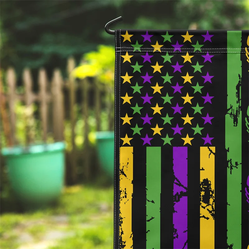 Aertemisi Mardi Gras Crawfish Garden Flag Double Sided Louisiana Carnival Festival Outdoor Decor House Flag for Yard Patio