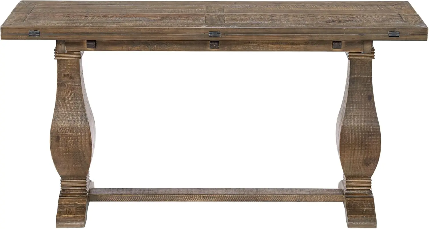 

Napa Sofa Console Table, Modular Flip Top Dining Or Accent, Solid Natural Wood