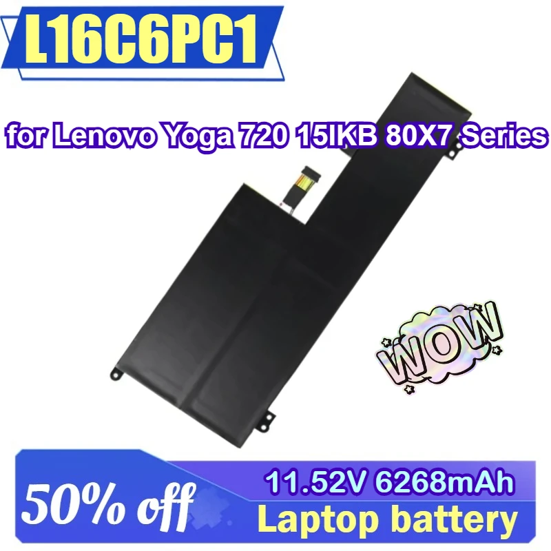

Новый аккумулятор для ноутбука L16C6PC1 11,52 В 6268 мАч 72 Втч для Lenovo Yoga 720 15IKB серии 80X7
