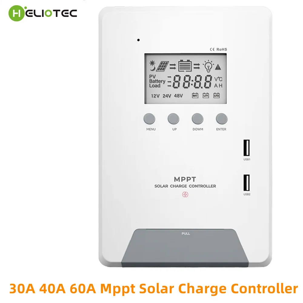 controlador de carga solar heliotec 30a 40a 60a 12v 24v 36v 48v para varios tipos de battarios 01