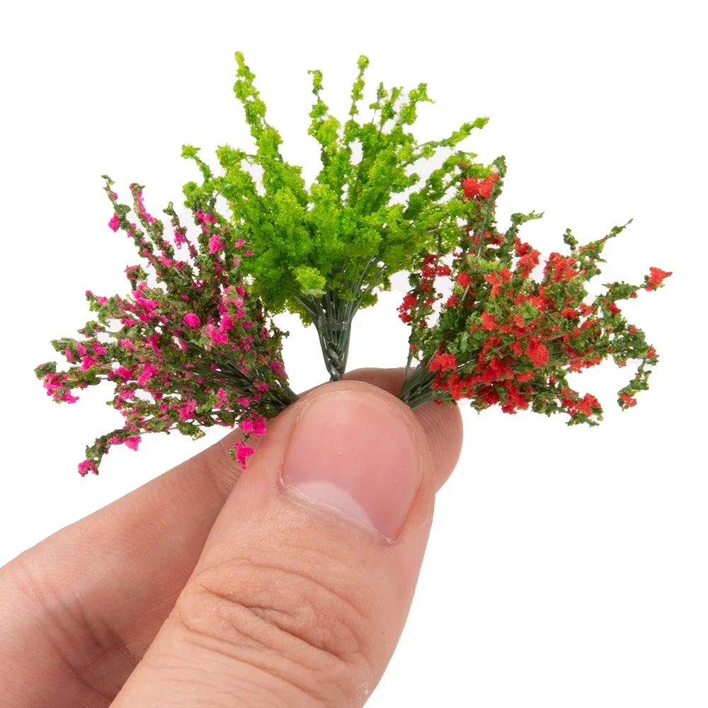 3PCS Artificial Flower Cluster Miniature Plants for Diy Model Making/Railway Train Layout/Wargaming/Micro Landscape Random Color