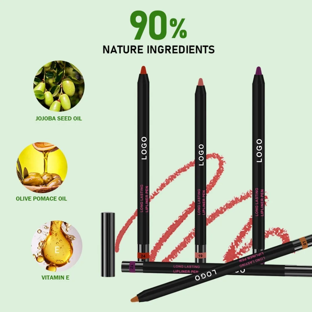 Black High Pigment Foaming Lip Liner Pen Private Label Custom Logo Vegan Makeup Cosmetics Wholesale Supplier Beauty Tool