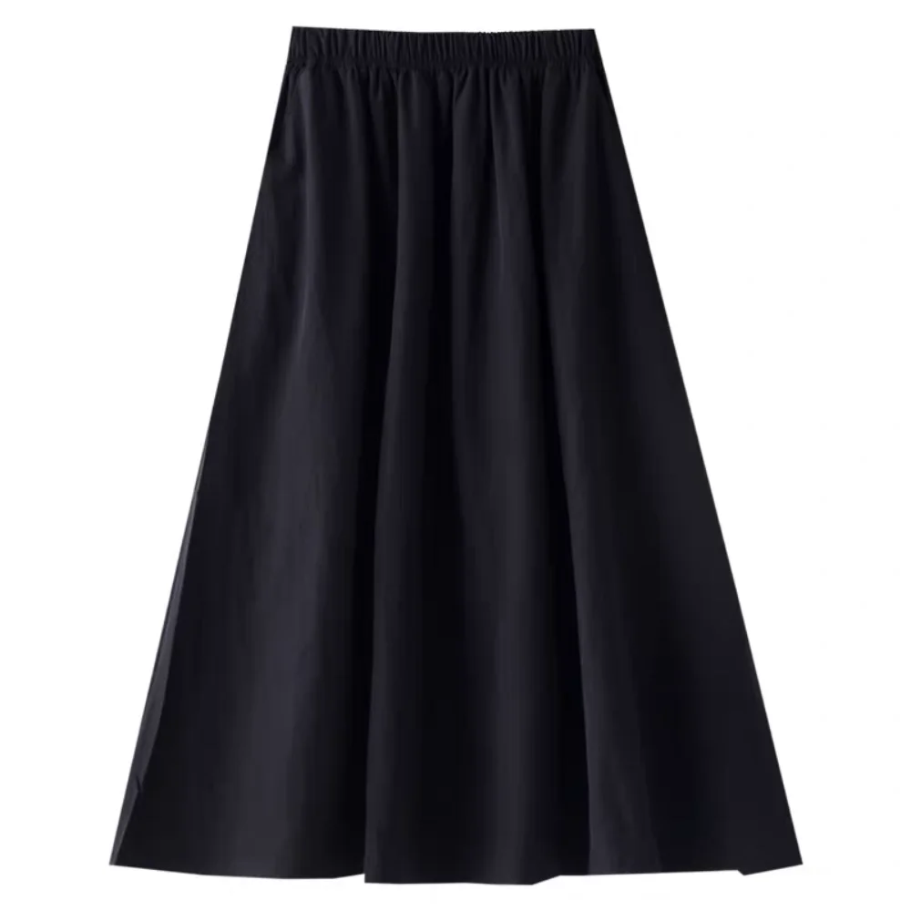

Classic High Waist Long Skirt Women Solid Color Patchwork High Waist Long Skirt Chic Loose A-line Half Dress Girl
