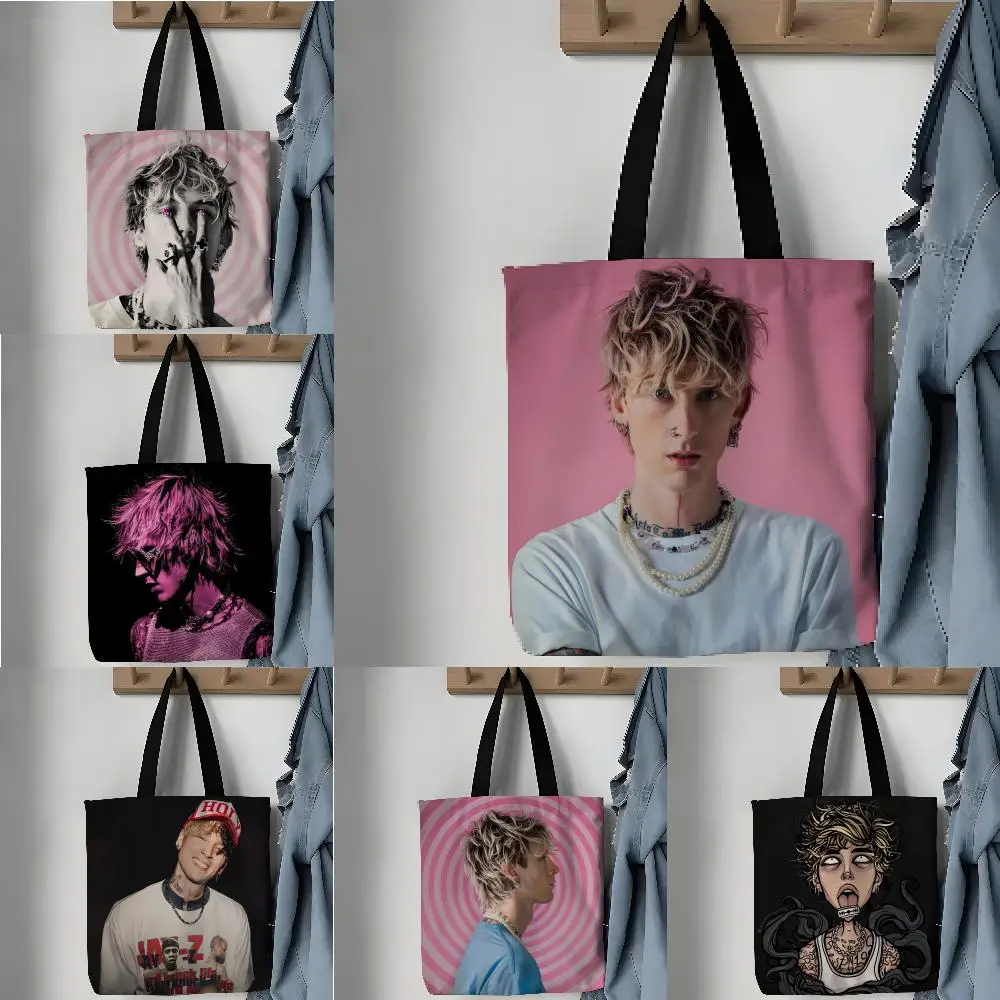 Storage Bags Pattern Tote Bag Aesthetic Canvas Shoulder Bag Lightweight Shopping Bag MGK Colson Baker Machine Gun Kelly-Y