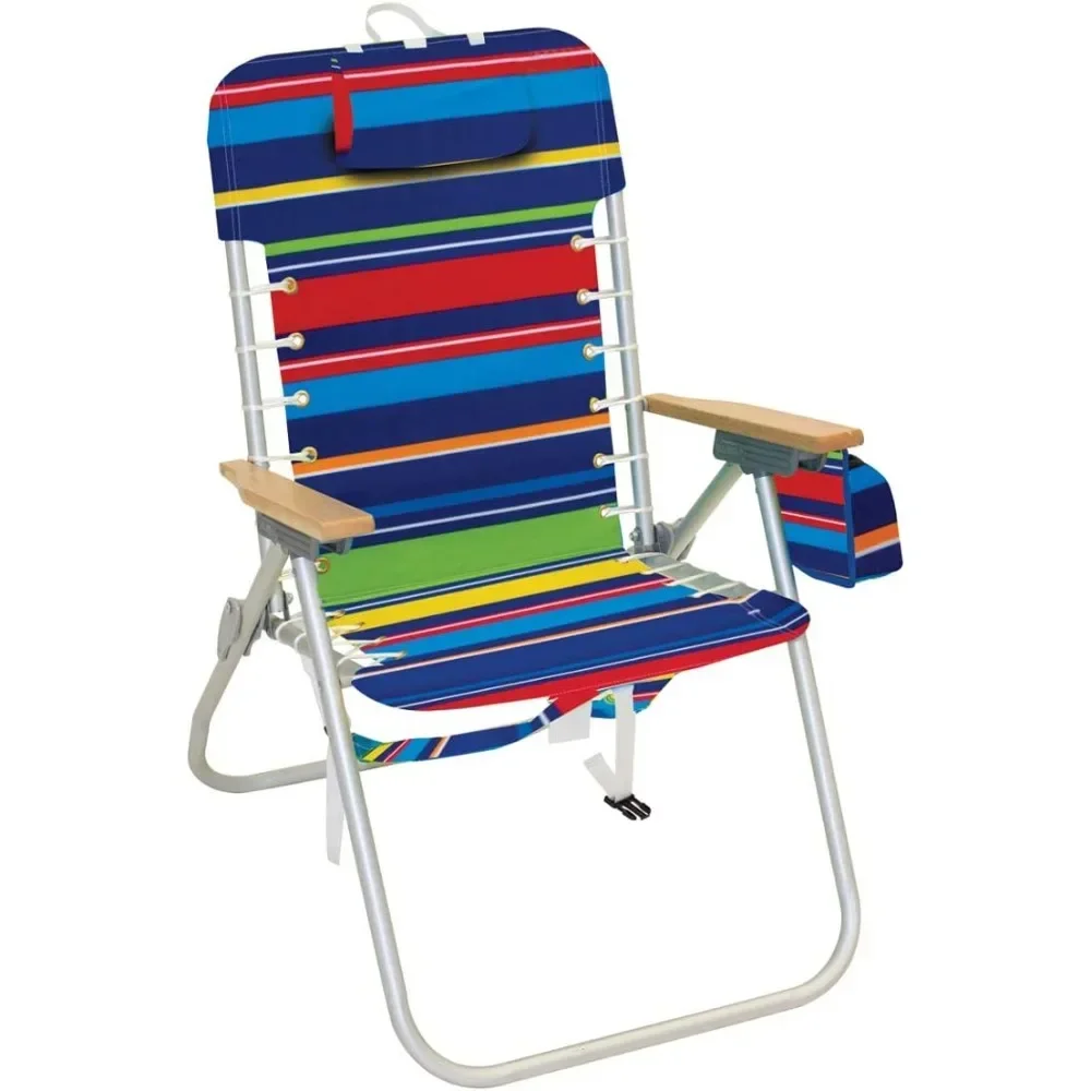 

A 17" Suspension Folding Backpack Beach Chair - Aluminum, Pop Surf Stripes