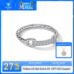 M-JAJA Moissanite Half Eternity Wedding Bands 925 Sterling Silver 18K White Gold Plated D Color Diamond Twist Link Ring Jewelry