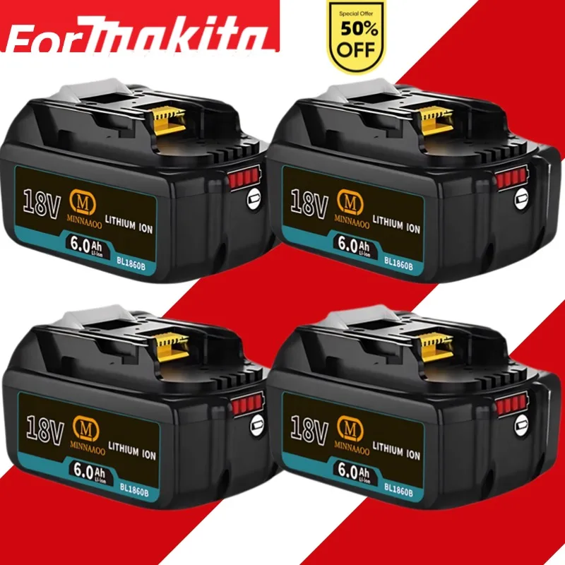 

100% оригинал для батареи Makita 18 В 5,0-6,0 Ач, литиевая аккумуляторная батарея, замена BL1830BL1840BL1850BL1860B