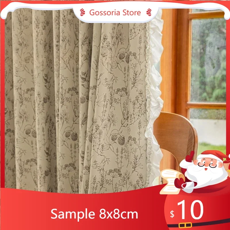 

SampleKorean Floral Curtains Side Lace French Window Blackout Curtain For Living Dining Room Bedroom Custom Size Home Decoration