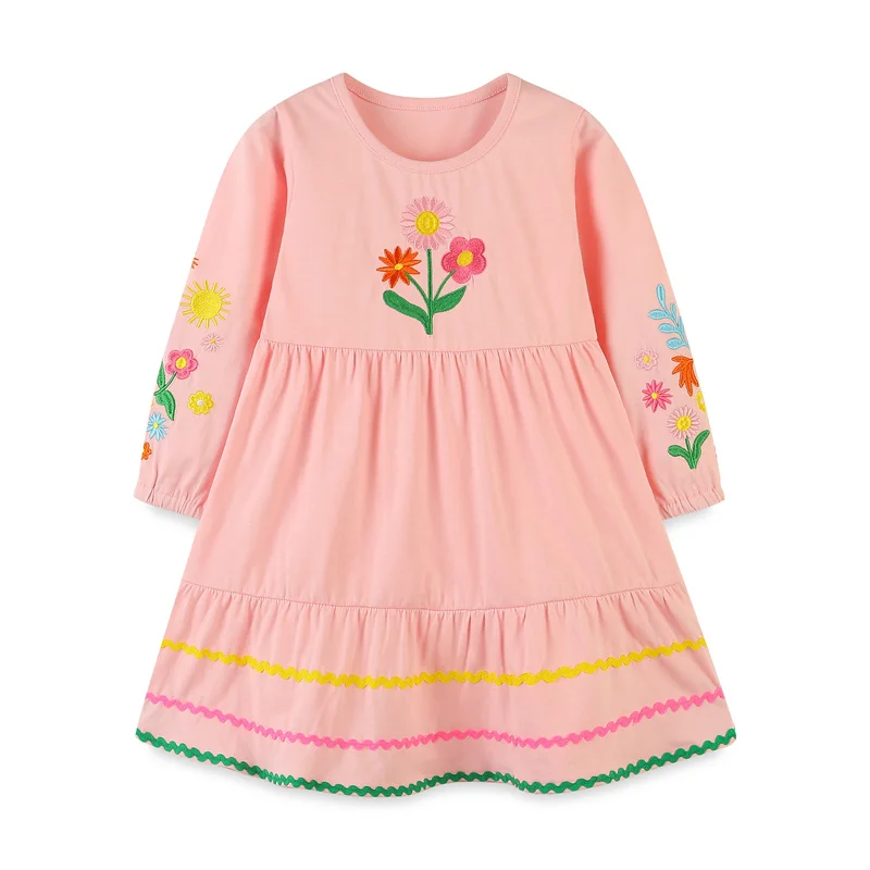 

Jumping Meters 2-7T Floral Embroidery Children's Girls Dresses Baby Party Clothes Princess Girls Frock Costume