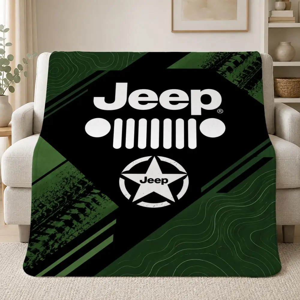Classic Automotive Brand Jeep Throw Soft Plush Flannel Throw Blanket Sofa Bed Travel Home Decor