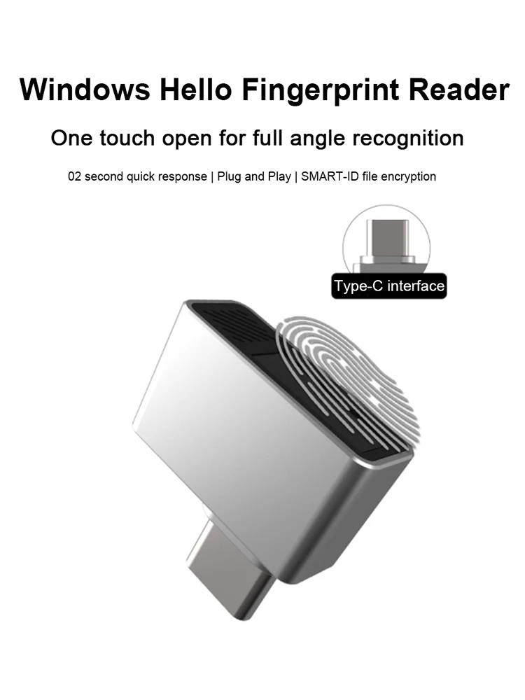ماسح ضوئي بيومتري بقفل من النوع C، وحدة تسجيل دخول/إضافية، وحدة فتح الكمبيوتر المحمول، ماسح ضوئي بيومتري محمول لنظام التشغيل Windows 7/10/11