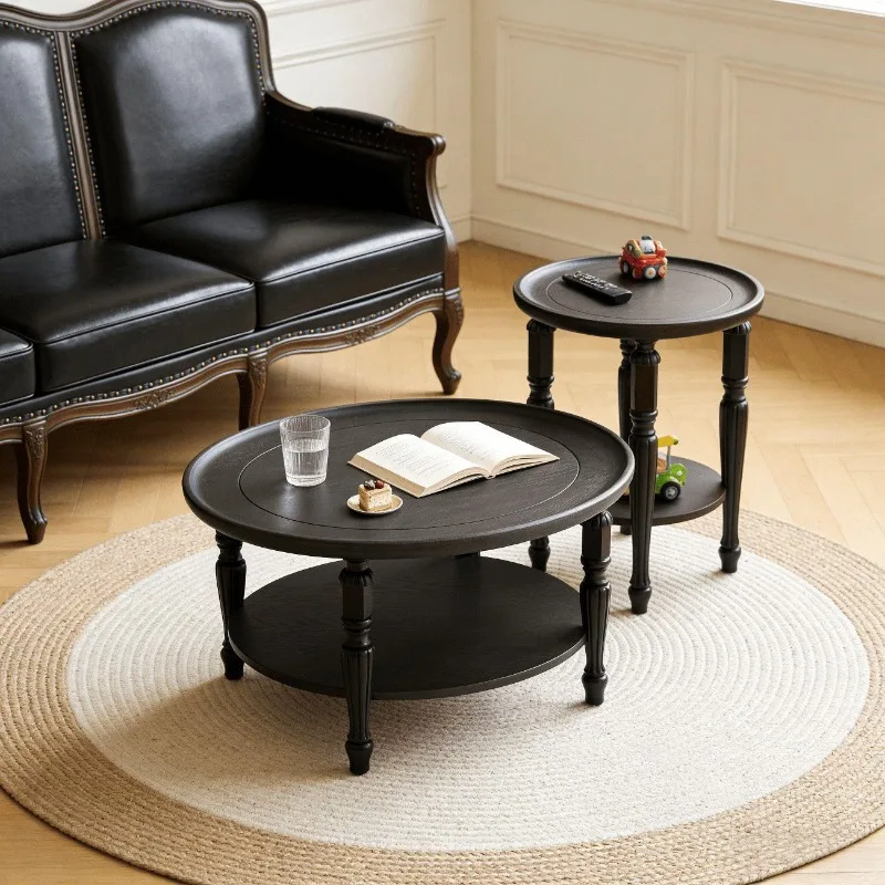 Vintage solid wood coffee table, small living room sofa, vintage style high-end coffee table c