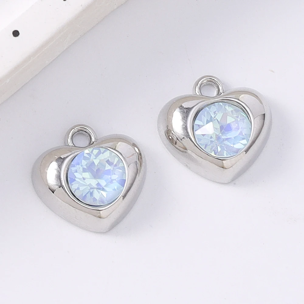 

5pcs Exquistite Crystal Zircon Love Heart Charms Pendants for Making Necklace Earrings Bracelet DIY Handmade Jewelry Accessories