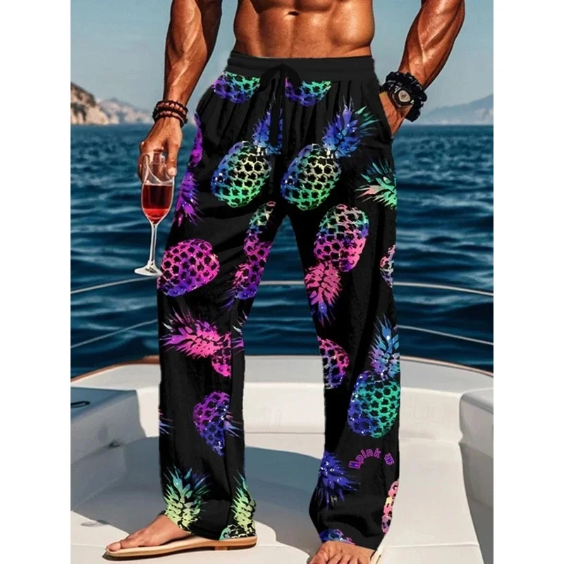 Pantaloni estivi da uomo larghi con coulisse con stampe nautiche Pantaloni Uomo Pantaloni sportivi da uomo Pantaloni dritti Calca Masculina