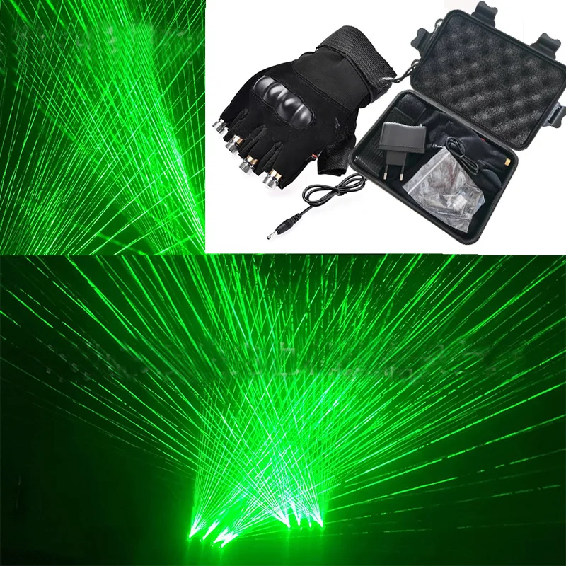 4Pcs Laser Head Green Laser Glove LED Gloves For Stage DJ Show Dancing Glowing LED Party Nightclub Fluorescent Props Lighting G