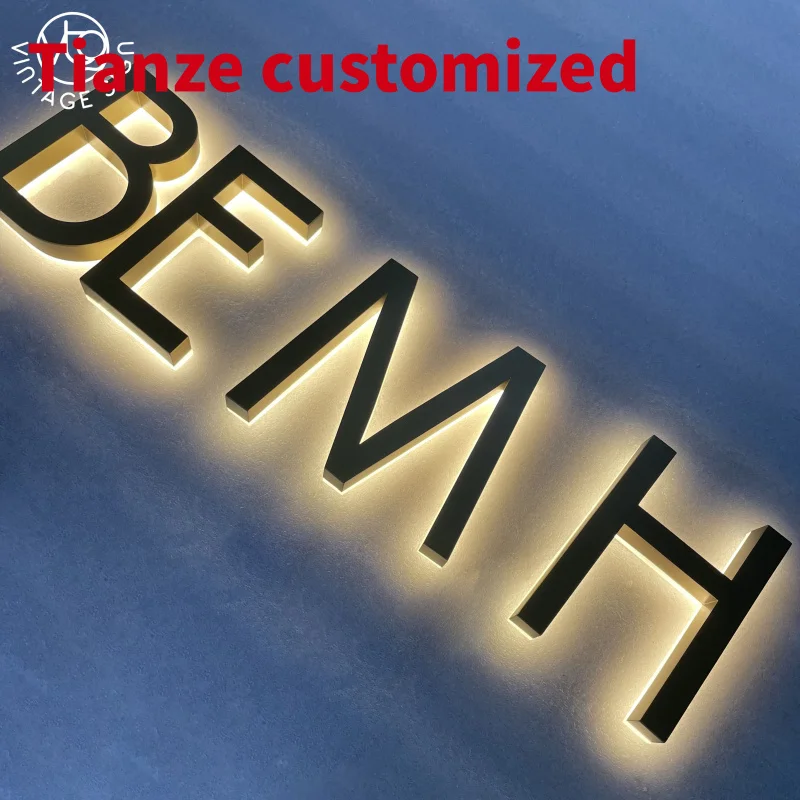 

(customized)Custom Golden Backlit Channel Letters Signage Acrylic Outdoor Advertising Signs Business LOGO Decor