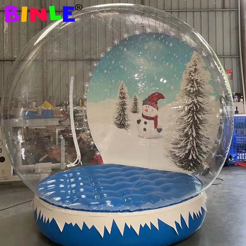 3m Giant Inflatable Snow Globe Photo Booth Tent Life Size Outdoor Blow Up Inflatable Snow Ball Balloon For Christmas Decoration