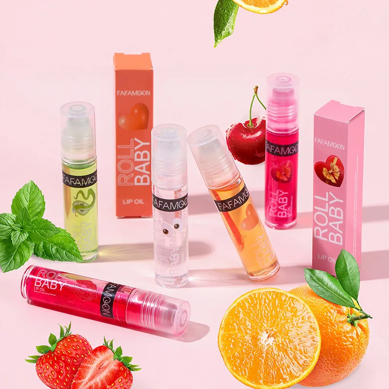 5 pz/set Lip Gloss Roll-on Lips Oil Fruit allevia Dry Lasting Moisturizing Lip Gloss sbiadisce le linee delle labbra Water Light Lips Makeup