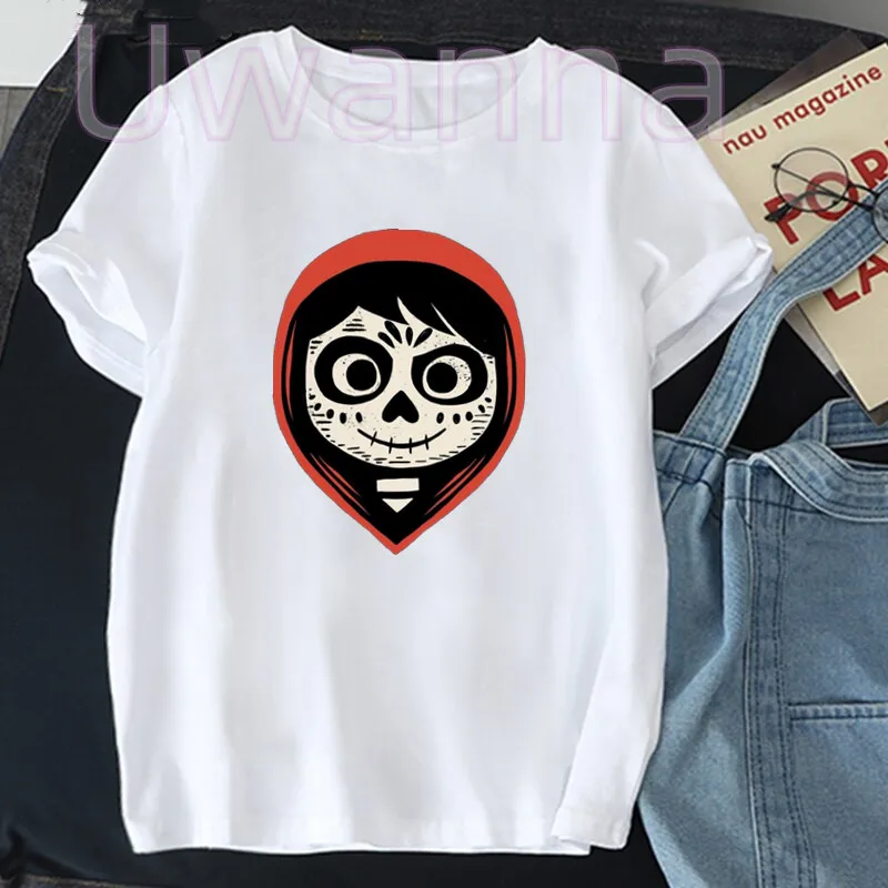 Fashion CoCo Cartoon Music t-shirts Print Day of the Dead O-neck Short Sleeve T-shirt Top Streetwear Hip Hop Women's Clothing