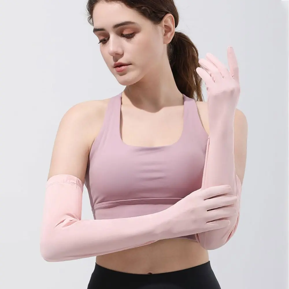 

Summer Long Sleeve Sun Protection Non-slip Sunscreen Sleeve Gloves Flip Ice Silk Ice Silk Arm Sleeve Running