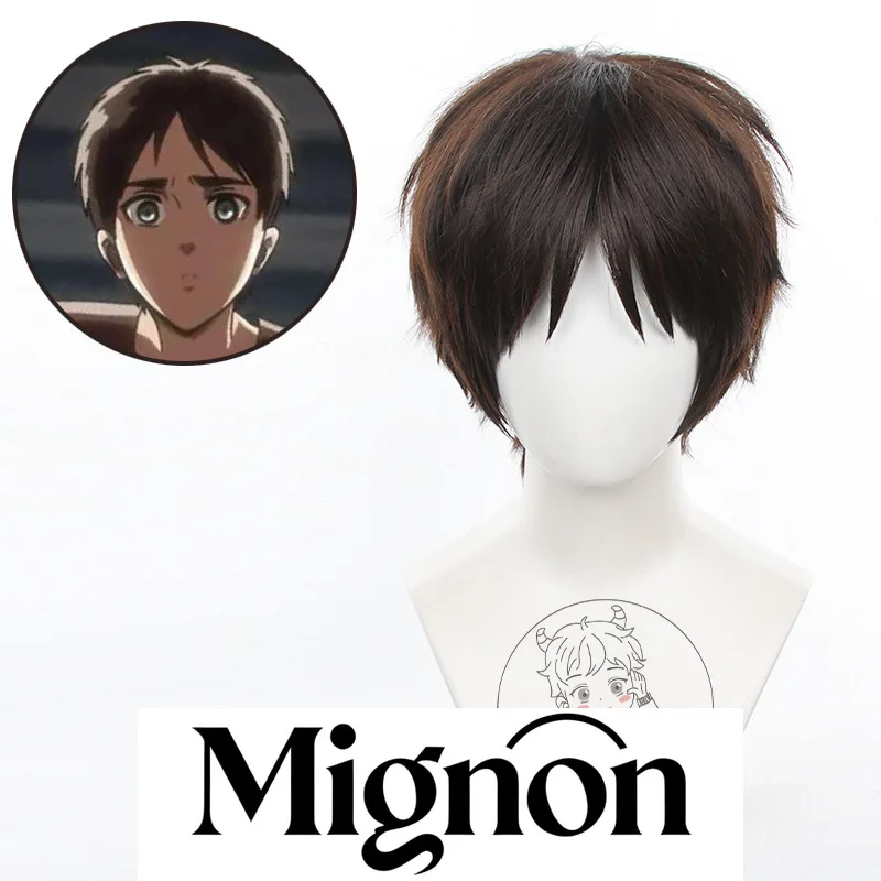 Attack on Titan Eren Yeager Cosplay Wig Short Hair Teased Roots Easy Styling Halloween Gift