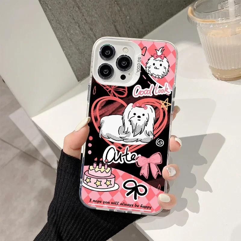 Cute Bear Cat Phone Case for IPhone 16 15 14 13 12 11 Pro Max X XR XS MAX 8 7 Plus Matte Shockproof Back Cover INS Fashion Shell