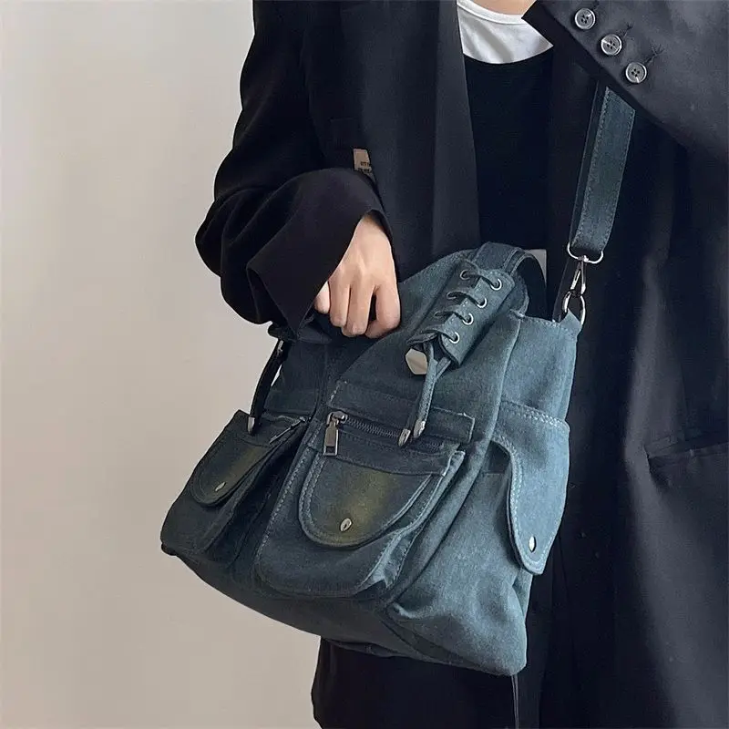 Miyagawa Fashion Vintage Spicy Girl Jeans Tote Bag Women 2023 New Large Capacity Denim Casual Shoulder Bag