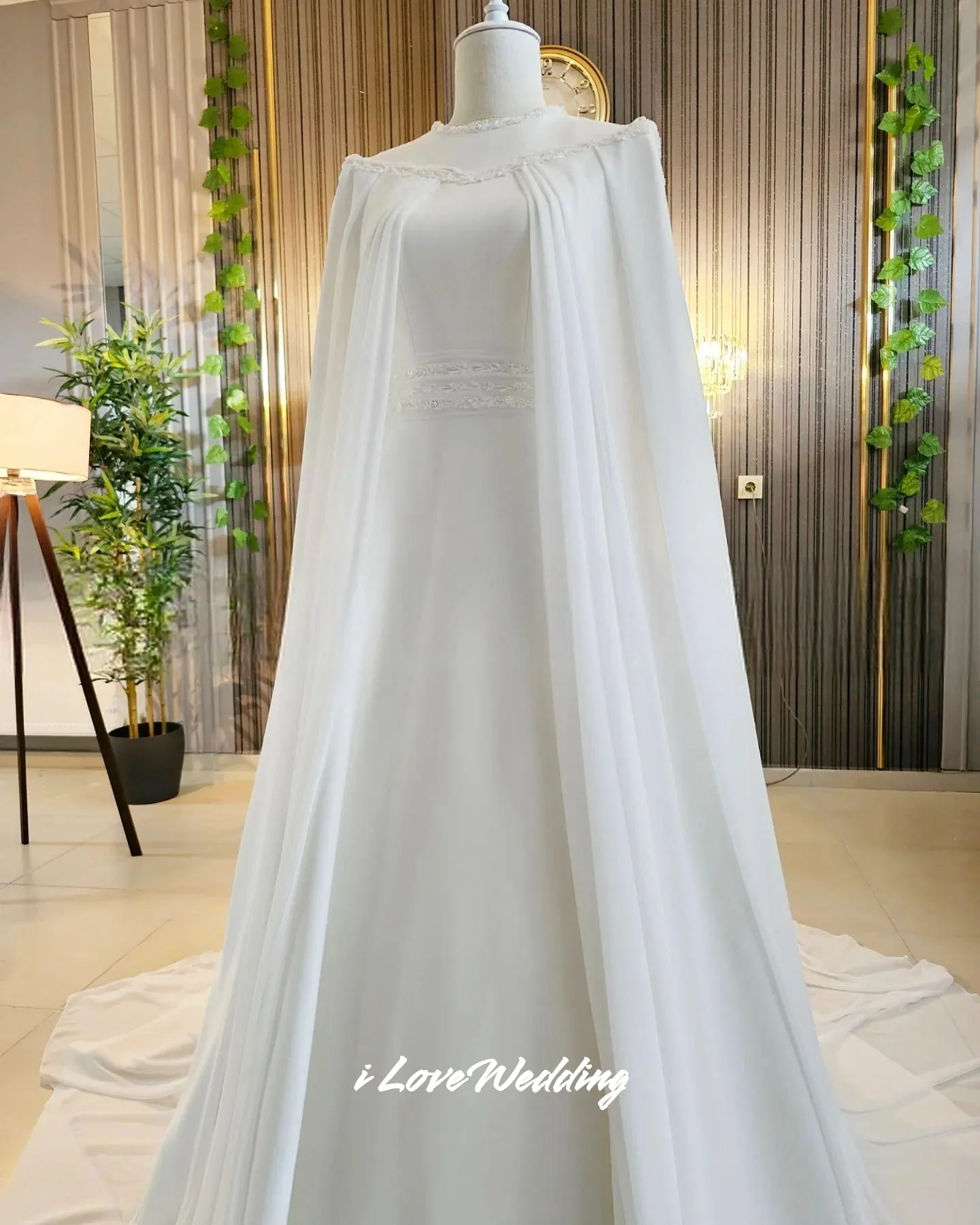Simple O-Neck Wedding Dresses 2026 Beaded Long Sleeve Shawl Arabic Bridal Gowns Muslim Floor-Length Trailing Pleated Customized