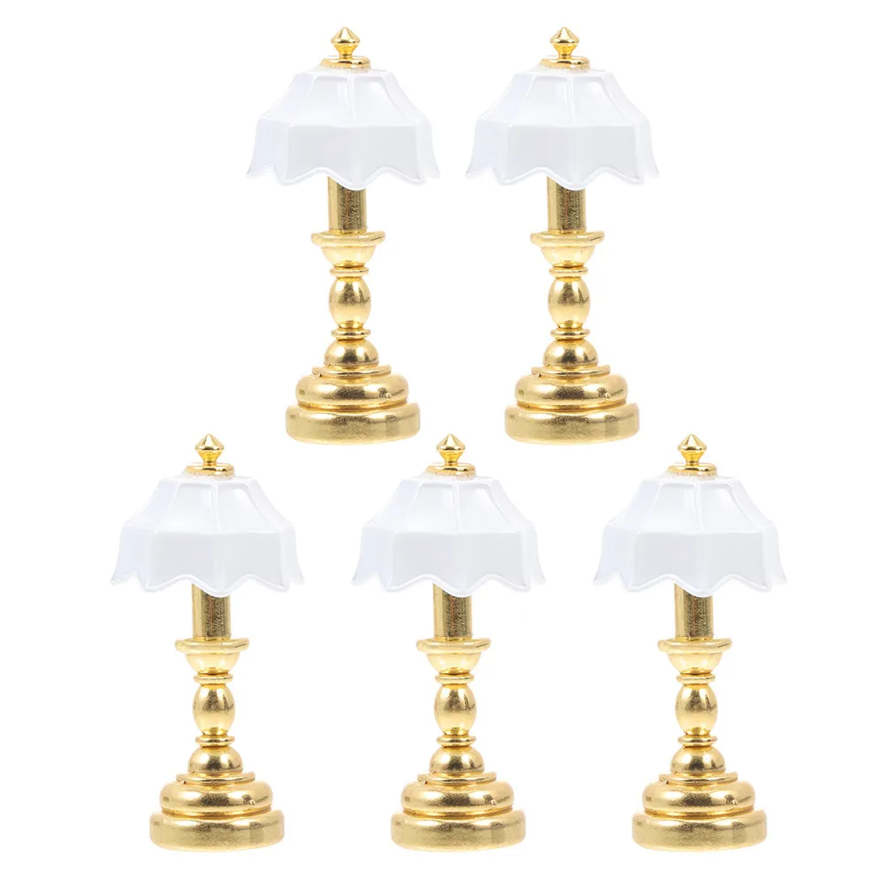 

5Pcs Mini Decorative Bedside Lamp Smooth Surface Table Light for Mini House Furniture Home Scene Realistic Accessory