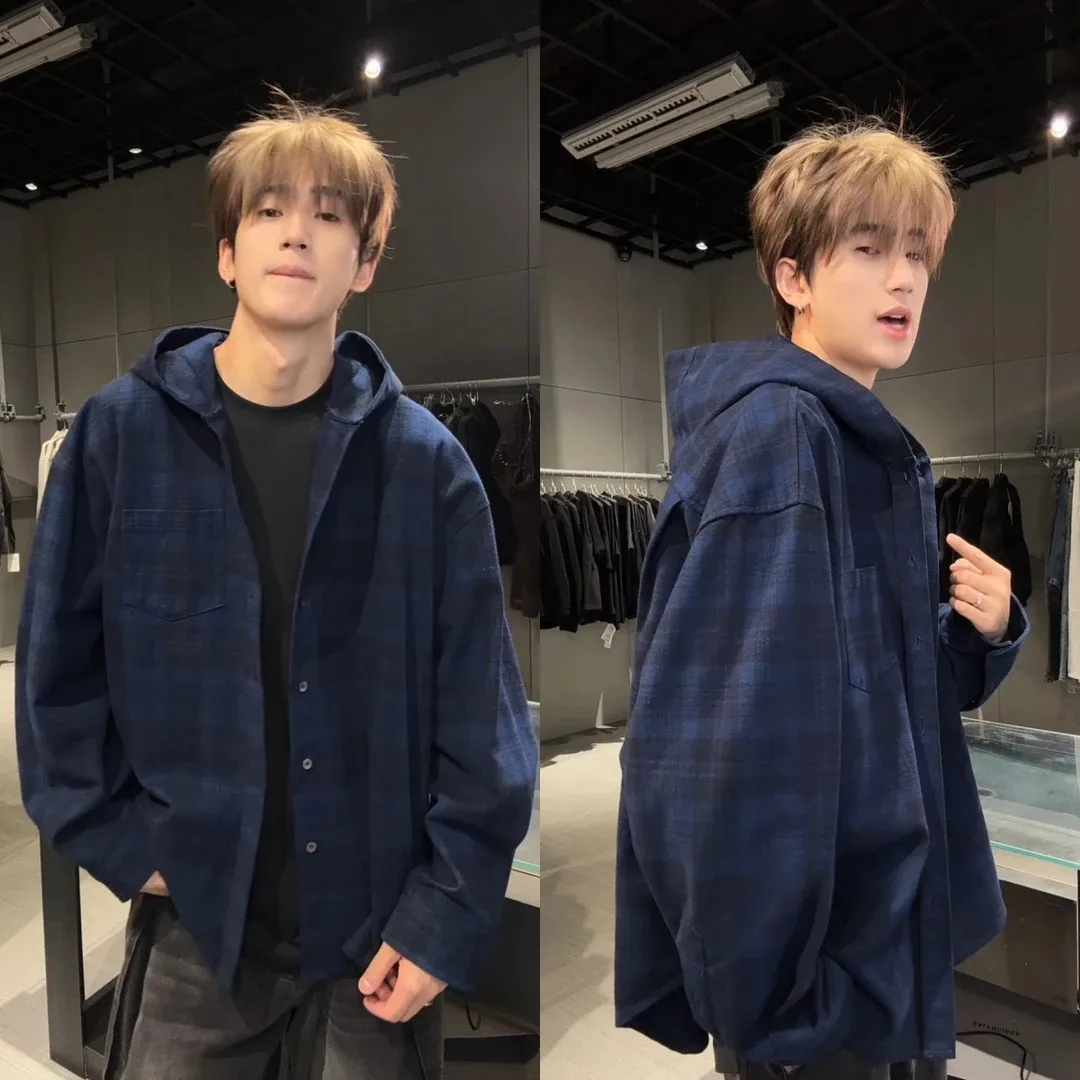 

Американская ретро-куртка-худи в клетку с эффектом потертости, свободного кроя, для мужчин и пар, на весну, лето, осень, зиму